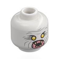 Tête de minifigurine le flukeman, yeux jaunes, bouche extraterrestre rose vif, crocs beiges, lignes gris bleuté clair (Minifig Head The Flukeman, Yellow Eyes, Bright Pink Alien Mouth, Tan Fangs, Light Bluish Grey Lines)
