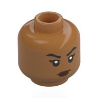 Tête de minifigurine nefertari vivi, sourcils noirs, lèvres rouge foncé, sourire neutre / regard sévère (Minifig Head Nefertari Vivi, Black Eyebrows, Dark Red Lips, Neutral Smile / Stern Stare)