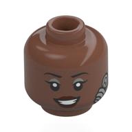 Tête de minifigurine Nyota Uhura, sourcils noirs, fard à paupières argenté, lèvres rouge foncé, microphone argenté (Minifig Head Nyota Uhura, Black Eyebrows, Silver Eyeshadow, Dark Red Lips, Silver Microphone)