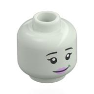 Tête de minifigurine Sourire fatigué, Sourire bouche fermée / ouverte, Sourire lèvres roses, Sourire lèvres noires (Minifig Head Maid, Black Eyebrows, Pink Lips, Tired Smile, Mouth Closed / Open Mouth Smile)