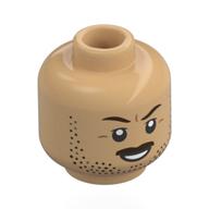 Tête de minifigurine Mr. Fantastic, sourcils brun foncé, moustache, Clous, air renfrogné / sourire (Minifig Head Mr. Fantastic, Dark Brown Eyebrows, Moustache, Stubbles, Frown / Smile)