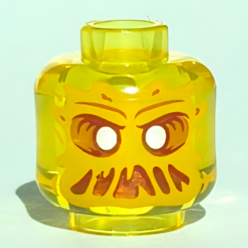 Tête de minifigurine fantôme waylon, avec visage orange clair vif, yeux blancs, bouche ouverte slime motif imprimé (Minifig Head Ghost Waylon, with Bright Light Orange Face, White Eyes, Open Slime Mouth Print)
