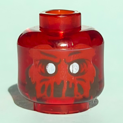 Tête de minifigurine fantôme hachel côtelettes, avec visage rouge, yeux blancs, slime bouche motif imprimé (Minifig Head Ghost Axel Chops, with Red Face, White Eyes, Slime Mouth Print)