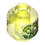Tête de minifigurine Fantôme, avec visage vert jaunâtre, yeux blancs, clown maquillage, slime bouche motif imprimé (Minifig Head Ghost, with Yellowish Green Face, White Eyes, Clown Make Up, Slime Mouth Print)