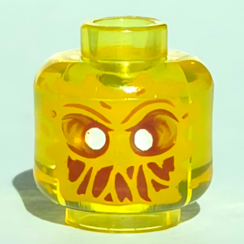 Tête de minifigurine fantôme scriber, avec visage orange clair lumineux, yeux blancs, slime bouche motif imprimé (Minifig Head Ghost Scrimper, with Bright Light Orange Face, White Eyes, Slime Mouth Print)