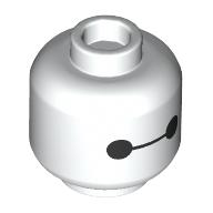 Tête de minifigurine Baymax, Cercles noirs avec motif imprimé ligne (Minifig Head Baymax, Black Circles with Line Print)