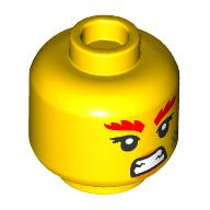 Tête de minifigurine wyldfyre, sourcils rouges, cicatrice, motif imprimé dents en colère (Minifig Head Wyldfyre, Red Eyebrows, Scar, Angry Teeth Print)