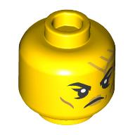 Tête de minifigurine impératrice beatrix, circuit d'or, colère bouche ouverte dents / bouche fermée motif imprimé (Minifig Head Empress Beatrix, Gold Circuitry, Angry Open Mouth Teeth/Close Mouth Print)