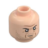 Tête de minifigurine robert muldoon, liseré moyen, motif imprimé barbe barbue (Minifig Head Robert Muldoon, Mean Squinting, Stubbled Beard Print)