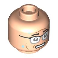 Tête de minifigurine Dennis Nedry, Motif imprimé avec des gouttes de sueur (Minifig Head Dennis Nedry, Scared with Sweat Drops Print)
