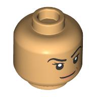 Tête de minifigurine écho, lèvres de pêche, sourire sévère, sourcils levés / dents en colère (Minifig Head Echo, Peach Lips, Stern Smile, Raised Eyebrow / Angry Teeth)