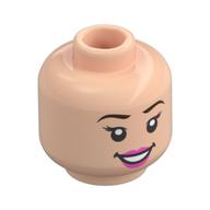 Tête de minifigurine cendrillon / wendy chéri, sourcils brun rougeâtre, lèvres roses, sourire bouche ouverte / bouche fermée sourire motif imprimé (Minifig Head Cinderella / Wendy Darling, Reddish Brown Eyebrows, Pink Lips, Open Mouth Smile / Closed Mouth Smile Print)