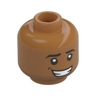Tête de minifigurine naveen, bouche ouverte sourire, rire / sourire nerveux motif imprimé (Minifig Head Naveen, Open Mouth Smile, Laugh / Nervous Grin Print)