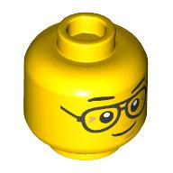Tête de minifigurine cyrus borg, lunettes argentées, motif imprimé sourire tordu (Minifig Head Cyrus Borg, Silver Glasses, Crooked Smile Print)