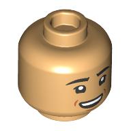 Tête de minifigurine Henry Wu, bouche ouverte Sourire / Sourcils surélevés Questionné Look imprimé (Minifig Head Henry Wu, Open Mouth Smile / Raised Eyebrow Questioned Look Print)