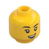 Tête de minifigurine déterminé, bouche ouverte sourire motif imprimé (Minifig Head Determined, Open Mouth Smile Print)