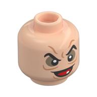 Tête de minifigurine mal reine, sourcils arrière, fard à paupières beige foncé, rides, dent unique, bouche ouverte sourire menaçant / égratigné motif imprimé (Minifig Head Evil Queen, Back Eyebrows, Dark Tan Eyeshadow, Wrinkles, Single Tooth, Open Mouth Mean Smile / Angry Scowl Print)