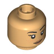 Tête de minifigurine romilda vane, lèvres pêche, mince sourire, lèvres poussées motif imprimé (Minifig Head Romilda Vane, Peach Lips, Thin Smile, Pouted Lips Print)