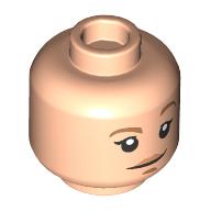 Tête de minifigurine rapinoe megan, sourcils nougat, bouche fermée, sourcils levés / yeux fermés, bouche ouverte riant motif imprimé (Minifig Head Megan Rapinoe, Nougat Eyebrows, Closed Mouth, Raised Eyebrow / Closed Eyes, Open Mouth Laughing Print)