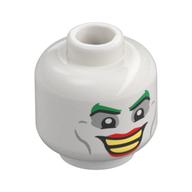 Tête de minifigurine Joker, Cils verts, Fard à paupières gris pâle, Lèvres rouges, Broyeur de dents jaune clair (Minifig Head Joker, Green Eyelashes, Light Bluish Grey Eyeshadow, Red Lips, Bright Light Yellow Teeth Grin)