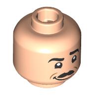 Tête de minifigurine Walt Disney, moustache, motif : sourire bouche ouverte / sourire bouche fermée (Minifig Head Walt Disney, Moustache, Open Mouth Smile / Closed Mouth Smile Print)