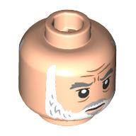 Tête de minifigurine Général Dodonna, sourcils gris bleuté foncé, barbe blanche, Bouche fermée / ouverte Bouche avec motif imprimé de dents (Minifig Head General Dodonna, Dark Bluish Gray Eyebrows, White Beard, Closed Mouth / Open Mouth with Teeth Print)