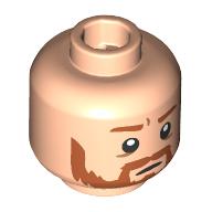 Tête de minifigurine Ron Weasley, sourcils orange foncé, motif imprimé barbe / taches d'eau (Minifig Head Ron Weasley, Dark Orange Eyebrows, Beard / Water Stains Print)