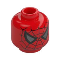 Tête de minifigurine Spider-Man, Toiles d'argent, yeux noirs et blancs (Minifig Head Spider-Man, Silver Webs, Black/White Eyes)