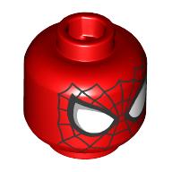 Tête de minifigurine Spider-Man, Toiles noires, yeux noirs et blancs (Minifig Head Spider-Man, Black Webs, Black/White Eyes)