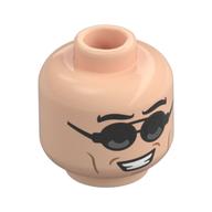 Tête de minifigurine otto octavius, verres noirs avec verre argenté, sourire moyen / en colère (Minifig Head Otto Octavius, Black Glasses with Silver Glass, Mean Grin / Angry)