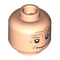 Tête de minifigurine Palpatine, sourcils beige foncé, rides orange foncées, sourire condescendant, motif imprimé grognement en colère (Minifig Head Palpatine, Dark Tan Eyebrows, Dark Orange Wrinkles, Condescending Smile, Angry Growl Print)