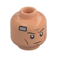 Tête de minifigurine capitaine rex, sourcils, sourire en colère, motif imprimé bandage argent (Minifig Head Captain Rex, Eyebrows, Angry Grin, Silver Bandage Print)