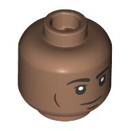 Tête de minifigurine premier officier hawkins, sourcils noirs surélevés, look sévère motif imprimé (Minifig Head First Officer Hawkins, Raised Black Eyebrows, Stern Look Print)