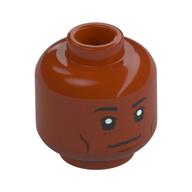 Tête de minifigurine Pharrell Williams, sourcils noirs, Sourire bancal, Points sous les yeux (Minifig Head Pharrell Williams, Black Eyebrows, Wobbly Smile, Dots Beneath Eye)
