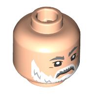 Tête de minifigurine baylan skoll, sourcils gris bleuté foncé, barbe blanche, sévère / bouche ouverte en colère (Minifig Head Baylan Skoll, Dark Bluish Grey Eyebrows, White Beard, Stern / Open Mouth Angry)