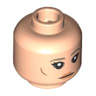 Tête de minifigurine Shin Hati, sourcils beige foncé, lèvres pêche, Sourire sévère / Motif imprimé dents en colère (Minifig Head Shin Hati, Dark Tan Eyebrows, Peach Lips, Stern Smile / Angry Teeth Print)