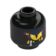 Sneaker tête minifigurine, grand œil en colère jaune, petit œil jaune, lignes magenta et bleu foncé motif imprimé (Minifig Head Sneak, Large Yellow Angry Eye, Small Yellow Eye, Magenta and Dark Blue Lines Print)