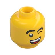 Tête de minifigurine de moine enfant, sourcil levé, clin d'œil / en colère, bouche ouverte motif imprimé (Minifig Head Monkie Kid, Raised Eyebrow, Wink / Angry, Open Mouth Print)