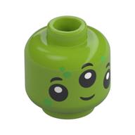 Tête de minifigurine Extraterrestre, 3 Yeux, Motif imprimé taches vertes (Minifig Head Alien, 3 Eyes, Green Spots Print)