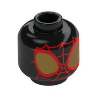 Tête de minifigurine Miles Morales, Yeux rouge/or Spider-Man, Sangles (Minifig Head Miles Morales, Red/Gold Spider-Man Eyes, Webbings)