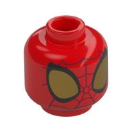 Tête de minifigurine Spider-Man, yeux dorés et noirs, Sangles rouge foncé (Minifig Head Spider-Man, Gold/Black Eyes, Dark Red Webbings)