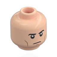 Tête de minifigurine Paul Atreides, Sourcils foncés, Lignes de joue, Motif imprimé neutre/sévère (Minifig Head Paul Atreides, Dark Eyebrows, Cheek Lines, Neutral/Stern Print)