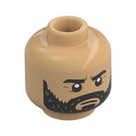 Tête de minifigurine Duke Leto Atreides, Sourcils noirs épais, Barbe, Sourire de sourcils en colère/élevé (Minifig Head Duke Leto Atreides, Thick Black Eyebrows, Beard, Angry/Raised Eyebrow Smile)