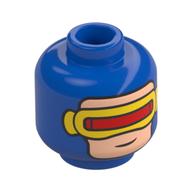 Tête de minifigurine Cyclope, masque avec visière rouge et jaune, léger sourire / motif imprimé neutre (Minifig Head Cyclops, Mask with Red and Yellow Visor, Slight Smile / Neutral Print)