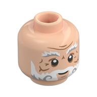 Minifigurine professeur en chef filius flitwick, sourcils blanc et gris bleuté foncé, rides beige foncé, motif imprimé barbe blanche (Minifig Head Professor Filius Flitwick, White and Dark Bluish Grey Eyebrows, Dark Tan Wrinkles, White Beard Print)