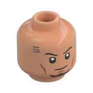 Tête de minifigurine Arc Trooper Fives, sourcils noirs, barbe noire, Circuits argentés (Minifig Head Arc Trooper Fives, Black Eyebrows, Black Beard, Silver Circuitry)