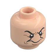 Tête de minifigurine Fronde gauche/droite grincheuse et en colère (Minifig Head Grumpy, Angry Lopsided Frown Left/Right)