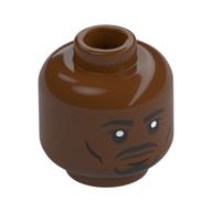 Tête de minifigurine Kelleran Beq / Duncan Kincaid, Sourcils noirs surélevés, Moustache, Motif imprimé barbe (Minifig Head Kelleran Beq / Duncan Kincaid, Raised Black Eyebrow, Moustache, Beard Print)