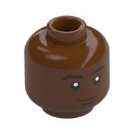 Tête de minifigurine Darius, sourcils noirs, sourire (Minifig Head Darius, Black Eyebrows, Smile)