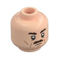 Tête de minifigurine barty accroupi sr., sourcils brun foncé, moustache, rides (Minifig Head Barty Crouch Sr., Dark Brown Eyebrows, Moustache, Wrinkles)